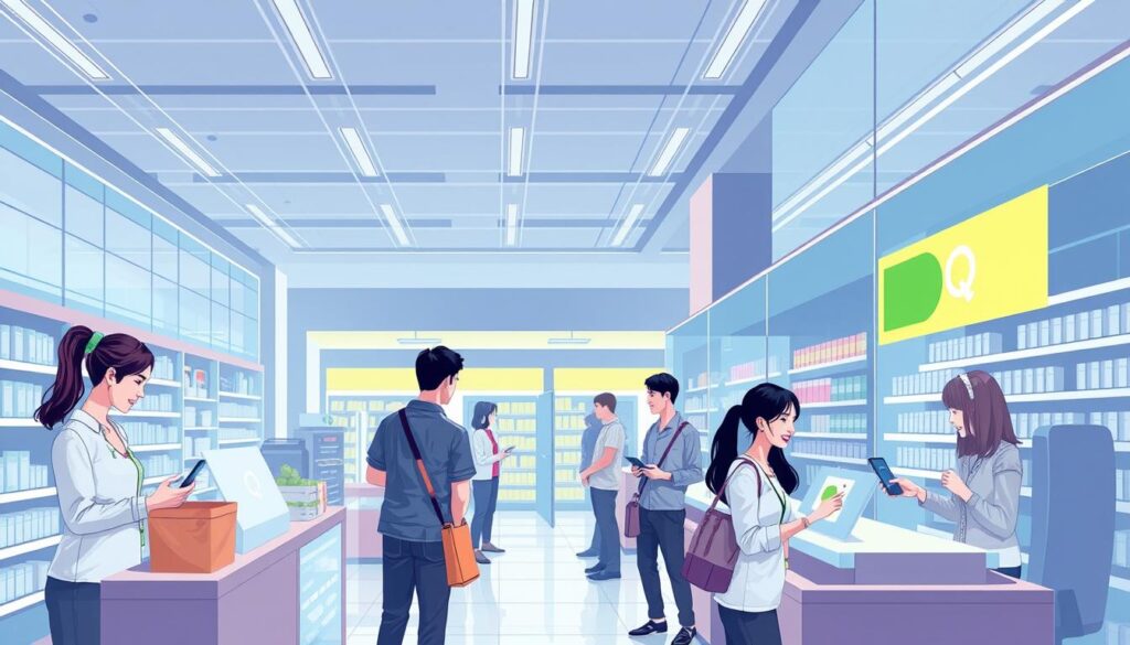 Ilustrasi masa depan pembayaran digital dengan QRIS Tap di toko retail
