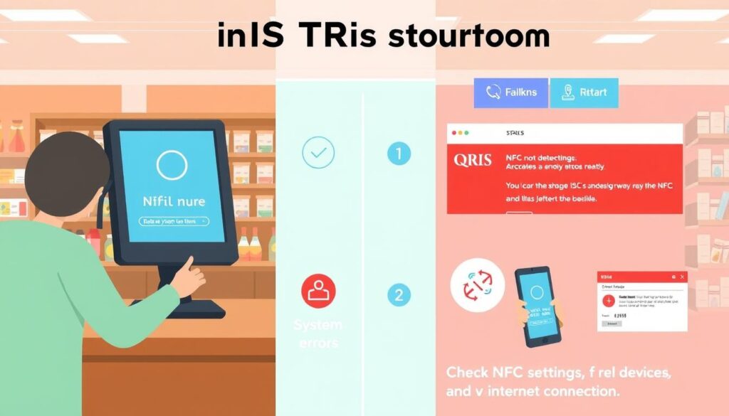 Ilustrasi troubleshooting masalah umum QRIS Tap di toko retail