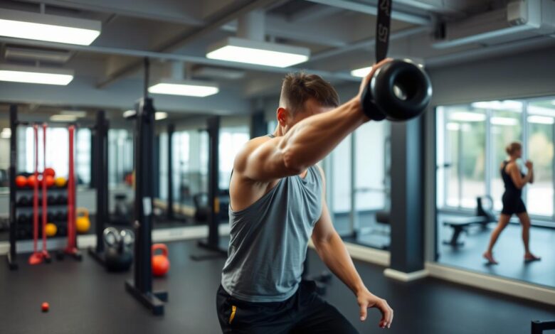 Seseorang melakukan circuit training dengan berbagai gerakan untuk meningkatkan ketahanan otot